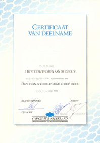 Certificaat van deelname Vakopleiding functioneel systeembeheer.