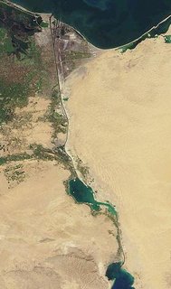 Googlefoto van het Suezkanaal